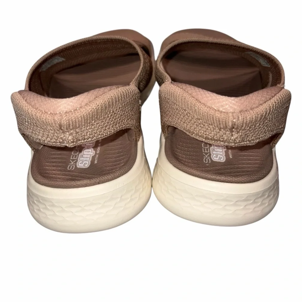 Skechers Slip-ins Taupe Go Walk Flex Belle Sandal Shoes size 7